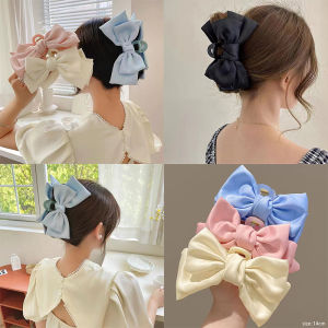 Zy Fashion Cream Large Bow Hair Clip Claw for Women Korean Style elegant shark clip Fashion Girls Hair Clamp