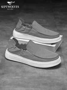 SEPTWOLVES | Slip-on Breathable Soft Sole Thick Sole Height-increasing Summer Male Canvas Shoes