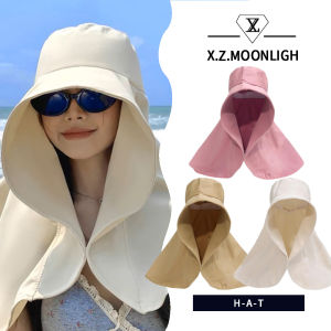 X.z. MOONLIGH หน้ากากหมวกกันแดดปีกกว้างการ์ดคอหมวกป้องกันรังสียูวีแสงแดดผ้าคลุมไหล่แบบบูรณาการ
