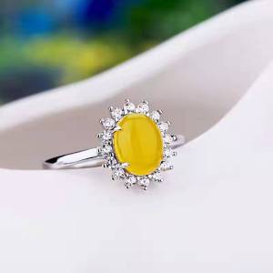 Ethnic Style Silver Plated Ring Setting Womens Inlaid Beeswax Amber Ring Gem Oval DIY Ring Setting 8*10 Eardrop Frame 7*9