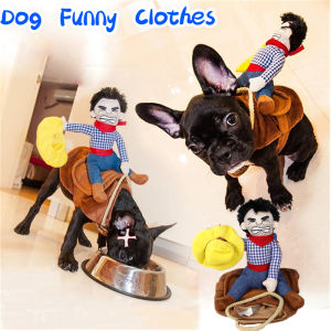 Pet Dog Cowboy Rider Clothes With Hat Halloween Cute Suit Dog Costumes Pet Costume S/M/L Dogs Cosplay Costume