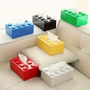 Creative Colored Building Block Tissue Box Home Desktop Napkin Paper Box Wall Mounted Non Perforated Tissue Box Home Decoration