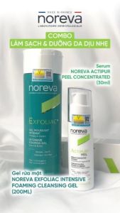 💚 Combo 2 sản phẩm rửa mặt Noreva Exfoliac Intensive Foaming 200ml và serum Noreva Actipur Peel 30ml chăm da dầu mụn