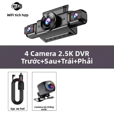 Camera Hành Trình 4 Kênh 2.5K 4 Ống Kính 360 Độ WiFi Ứng Dụng Điều Khiển Camera Trước Sau Ghi Hình Giám Sát Đỗ Xe 24/24