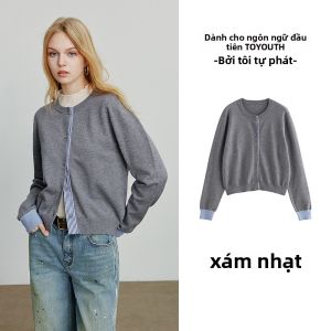 Toyouth | Áo Cardigan Màu Hồng Chắp Ghép Mềm