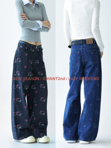 CHANT2nd | Cute Kitty Print Denim Pants