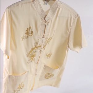 TAILOR  (Ready Stock) CNY Men Man Cheongsam Short Sleeve Shirts Dragon Traditional Tang Suit Bu Chinese Raya装新年旗袍刺绣唐装