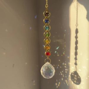 1pc Crystal Suncatcher Mobile Meditation Home Decor Rainbow Maker Prism Suncatcher (Rainbow and Fantasy)