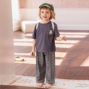 Miiow | Cat Person Modal Childrens Sleepwear Short Sleeve Long Pants Home Clothes Set For Girls Summer Cool Sensation Soft Breathable