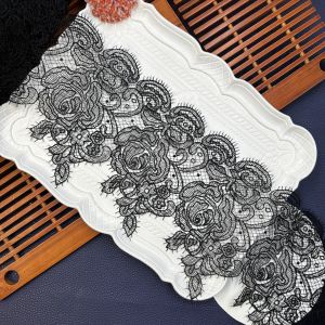 Black Narrow Fish Thread Line Lace Trim European Style Home Accessories Wide Skirt Edge Embroidery Flower Edge for Home Use