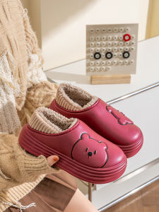 กันน้ํา ผ้าฝ้าย รองเท้าแตะ Indoor Home 2024 ใหม่ กันลื่น อุ่น ผ้าขนแกะ รองเท้าคู่หุ้มส้นเรียงราย ผ้าฝ้าย รองเท้า ฤดูหนาว ผู้หญิงสวมใส่กลางแจ้ง