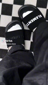 Dép Elements Silde Chunky chữ thêu nam nữ ( D-E02) - Dép quai ngang Elements nam nữ chữ thêu dế cao