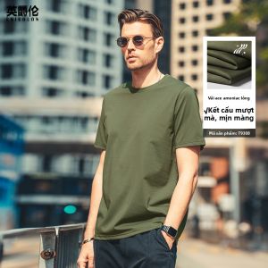 Enjeolon | Áo Thun Cotton Cổ Tròn Tay Ngắn 80s