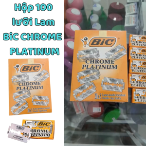 Hộp 100 lưỡi Lam BiC CHROME PLATINUM [ Chính Hãng ] chất liệu thép không gỉ siêu bén 100 dao cạo râu.