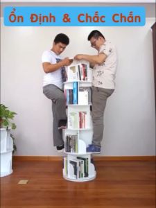 Kệ sách xoay tròn kệ gỗ thông minh 2-3-4-5 tầng xoay 360 độ. Gỗ MDF cao cấp