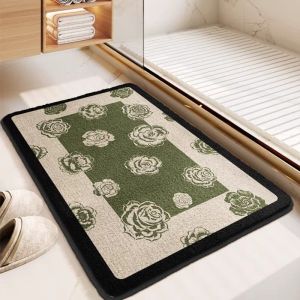 VIKAMA Vintage Floral Bath Mat Non Slip Absorbent Bathroom Floor Mat Shower Rug Home Decor Indoor Doormat Garden Porch Patio