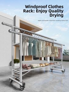YIXUAN | Foldable and Extensible Stainless Steel Clothes Drying Rack Windproof