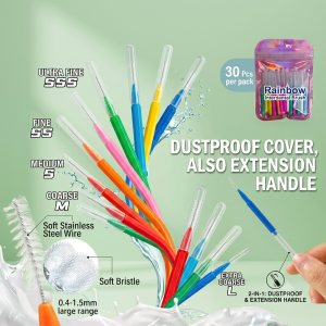 30pcs 0.6-1.5mm Brush Picks I Shape Interdental Brush Orthodontic Correction Tooth Gap Brush Tooth Braces Cleaning Soft Bristles