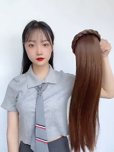 Womens Twist Headband Wig Long Straight Hair Korean Half-Head Cover Wig Fashionable headband wig half head style High temperature fiber hair High head volume design Breathable and non-slip Natural and fluffy to modify face shape