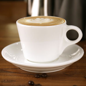 Thickened Ceramic Coffee Cup Classic Italian Style Pure White Concentrated Cup American Material Court Style with Plate Handmade