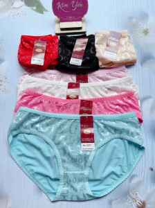 Combo 10 Quần Lót Nữ Thông Hơi Gấm thá¡ Phối Ren (6537) Size 55 - 65 Kg Mặc Siêu Êm Co Giãn Đàn Hồi Tốt - Shop Kim Yến