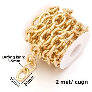 2 Thước/cuộn Dây Xích Nhôm Xoắn Hình Chữ O Màu Vàng/bạc Để Làm Đồ Trang Sức Tự Làm - Vòng Tay Dây Chuyền Phụ Kiện Túi Xách