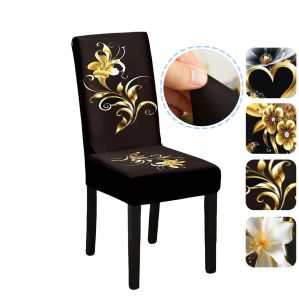 4/6PCS Dining Chair Covers Stretchable Kitchen Parsons Chair Covers Floral Pattern Removable Machine Washable Home Decoration