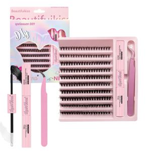 DIY Segmented ขนตาปลอมชุดขนาดใหญ่ความจุ Cluster Eyelash หนังสือกาวลบกาวTwezeerแปรงเทศกาลของขวัญ