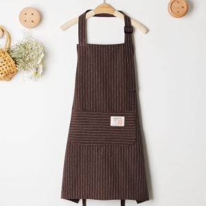 Long Sleeve Cotton Linen Apron for Adult Women Spring and Autumn Kitchen