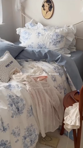 🇲🇾 Ready Stock (Same Day Delivery) 4PCS Pillowcases Bedsheets Sets Pure Cotton Flora Design 1200TC 35cm