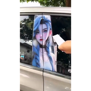 Ready Stock Car sticker PE film Cover Stripe Car Door Center Column Pillar sticker Car Window Middle 185 Black Love