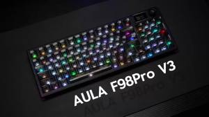 AULA | Aula F98Pro V3 Wireless Mechanical Keyboard with Screen & Knob Tri-Mode Hot Swappable Computer Keyboards 10000mAh Battery RGB