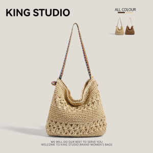Large Capacity Straw Woven Shoulder Bag for Women 2025 New Summer Beach Vacation Versatile Commuting Tote Bag Korean Style Pure Color