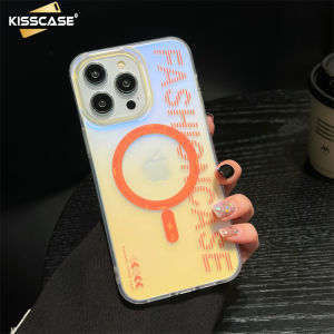 KISSCASE For iPhone15ProMax MagSafe Case Letter Laser Matte Gradient Color Shell Shockproof TPU Cover Phone Case For iPhone 15 Pro Plus 14 13 12 11
