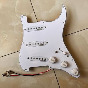 Prewired Loaded Guitar Stratocaster Pickguard SSS Pick Guard Wilkinson WVS Alnico 5 Pickups Coil Splitting Switch White Pickguard for Fender Electric Guitar Part Replacement