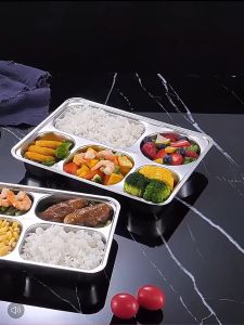 Khay cơm cho bé 2/3 ngăn inox 304 GORILLA CHEF khay chia ngăn ăn cơm an toàn cho sức khỏe