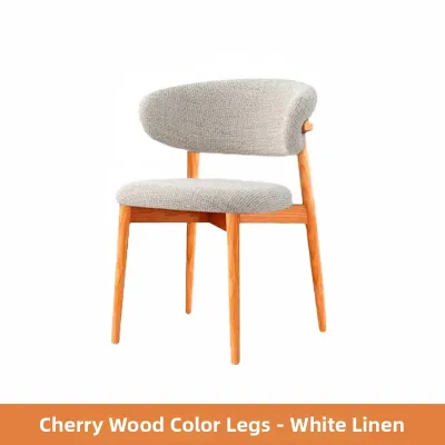 2026 New Nordic Style Solid Wood Dining Chair Italian Luxury Book Desk Chair Back Chair Table Chair Soft Surface Leather Finish