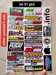 STIKER KATA KATA | STIKER VYNIL | STIKER ANTI AIR | STIKER PACK | STIKER 1 LEMBAR ISI 31 PCS