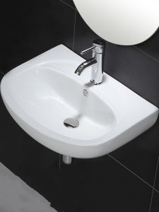 Semi-Round Wall-Mounted Ceramic Washbasin Simple Hanging Style for Courtyard Small Apartment Balcony Bathroom Home Decoration