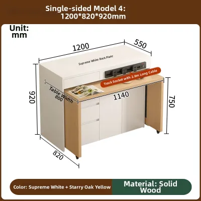 JIALANGE | Portable Modular Wooden & Sintered Stone Kitchen Island Dining Table
