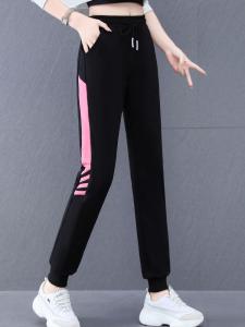 กางเกงกีฬาผ้าฝ้ายแท้สำหรับผู้หญิง ฤดูใบไม้ผลิและฤดูใบไม้ร่วง ทรงหลวม ปลายขาสั้น ลำลอง ฤดูหนาว กางเกงขายาวทรงหลวมสำหรับผู้หญิง