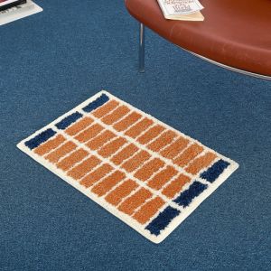 VIKAMA Minimalist Color Block Striped Soft Doormat Non Slip Absorbent Fluffy Bath Rug Bedroom Bathroom Entrance Decor