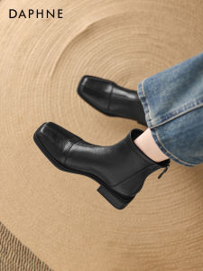 Daphne | Fall/Winter New Release Square Toe Thick Heel Black Boots