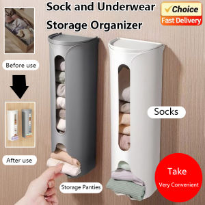 Wall-Mounted Underwear Storage Box Closet Panties Socks Organizer no need punch Home Garbage Bag Dispenser Boxes For living room