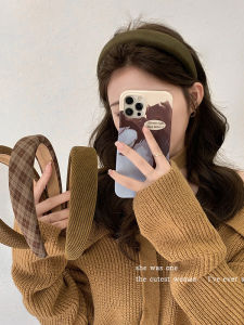 Brown Plaid Hair Clip Headband Womens Wide Edge Sponge Pressed Hair Band High-End Sensation Elegance Hair Ties Vintage Hair Accessories