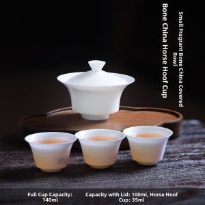 MIANXIAOCHENG | Heat-Resistant Bone China Gaiwan With Horseshoe Mouth