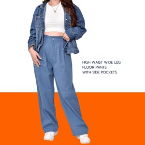 Stylish Square Cut Wide Leg Floor Pants with Elastic Waistband and Side Pockets (Fits SMALL to MEDIUM)