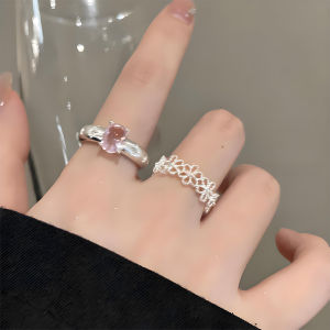 Corinna Gentle Temperament Couple Ring Hollow-out Flower Ring Light Luxury High-end Opening Ring