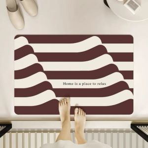VIKAMA Ins Style Minimalist Striped Bathroom Floor Mat Anti Slip And Absorbent Quick Drying Shower Room Bathroom Home Decor