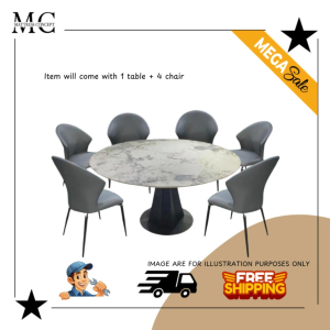 【LOCAL SELLER】1+4 WALNUT WOODEN DINING TABLE SET ( FREE DELIVER & INSTTALLION)